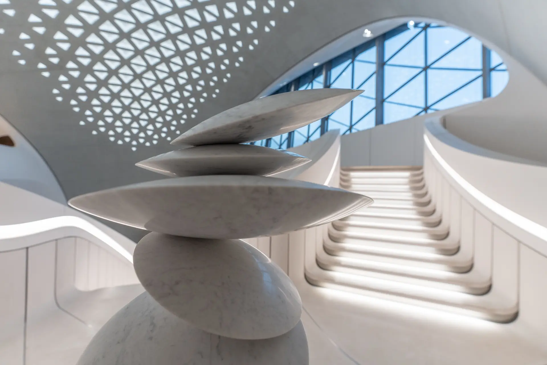 Minimalist architectural stone stairs showcasing structural durability