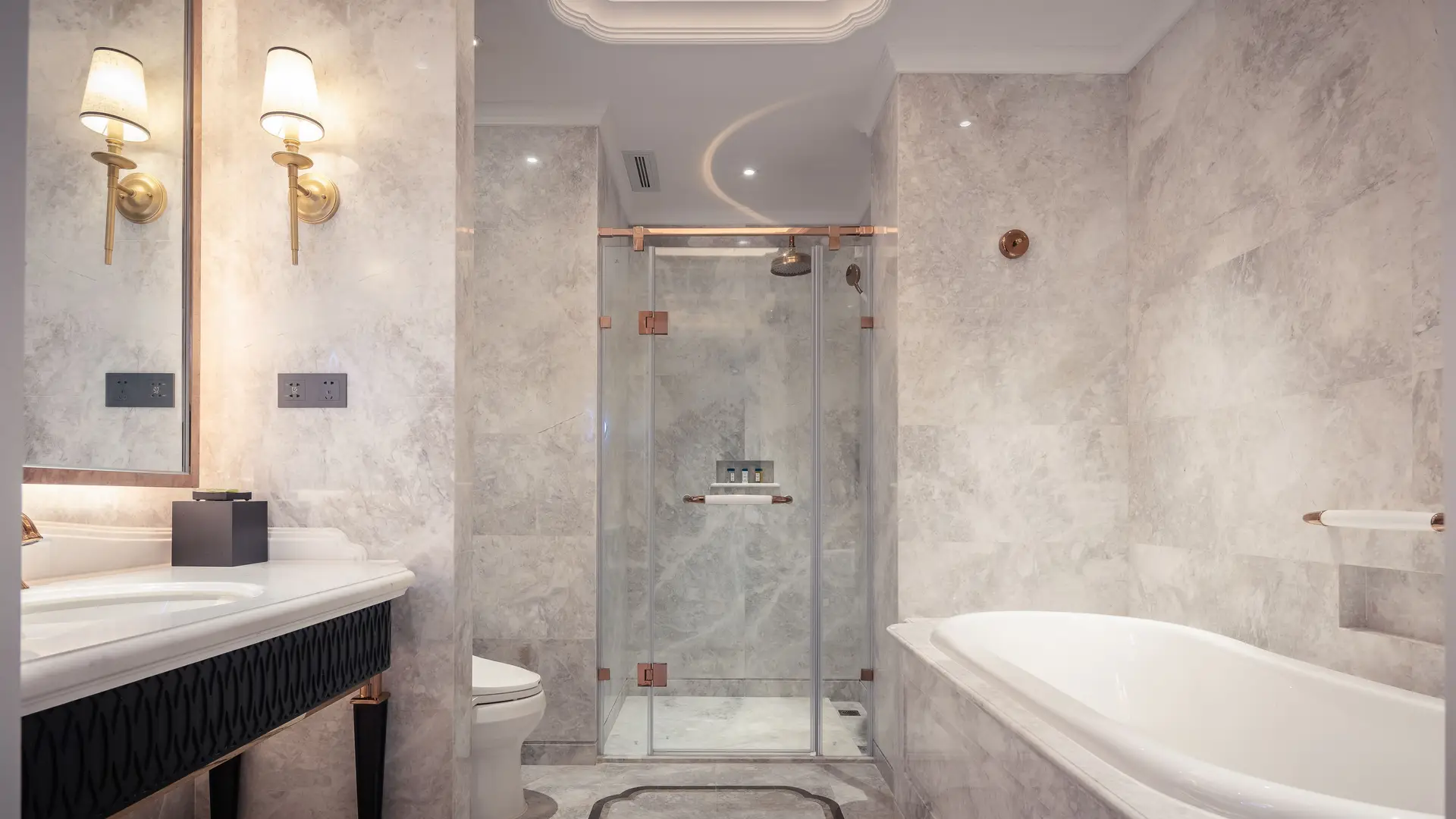 Architectural luxury interior marble bathroom finishes